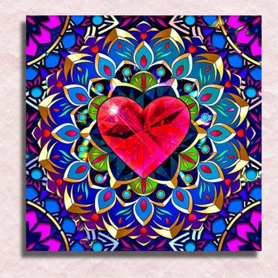 Sacred Heart Mandala Canvas - Paint by numbers