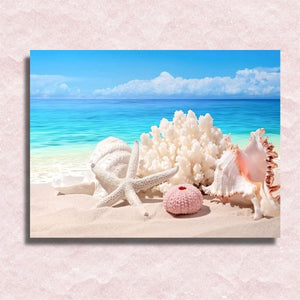 Seashells on the Beach Canvas - Paint by numbers