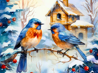 Snowy Robin Retreat - Paint by numbers