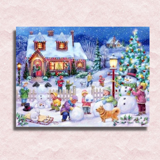 Snowy Village Canvas - Paint by numbers