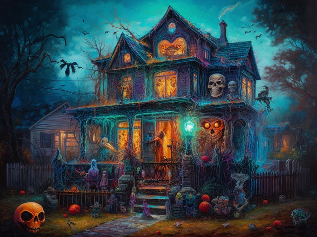 The Haunted House - Halloween Paint by Numbers