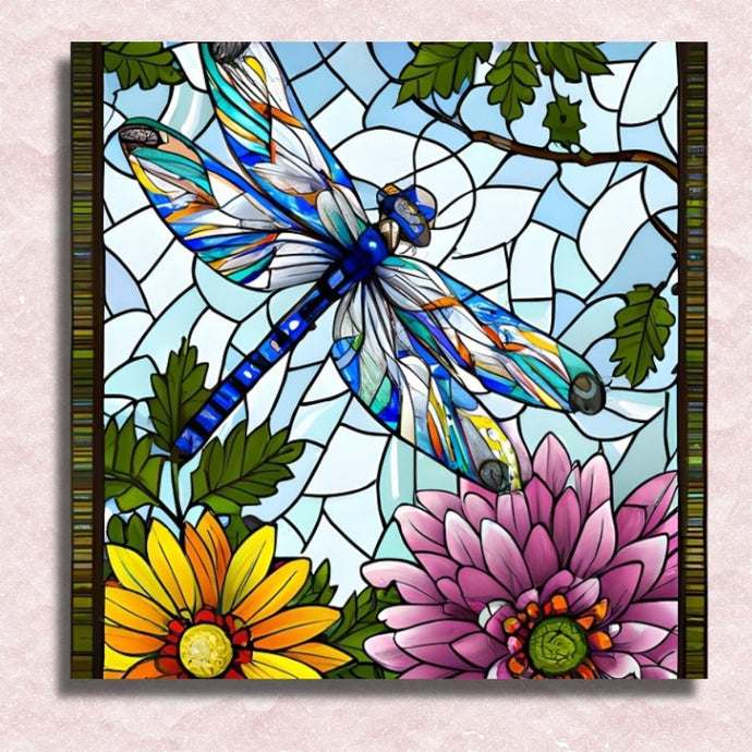 Stained Glass Dragonfly Canvas - Paint by numbers