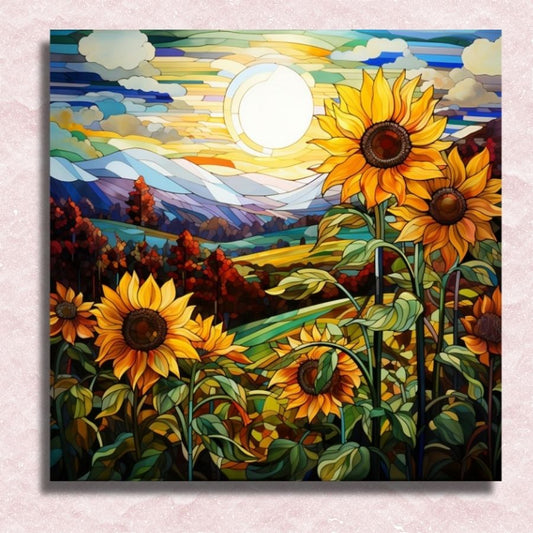 Stained Glass Sunflower Field Canvas - Paint by numbers