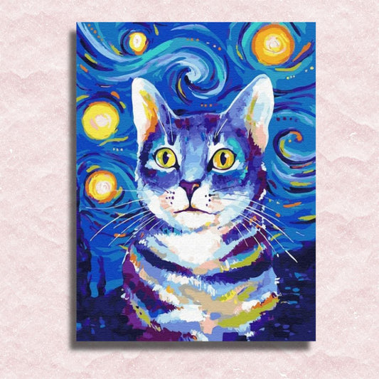 Starry Night Cat Canvas - Paint by numbers