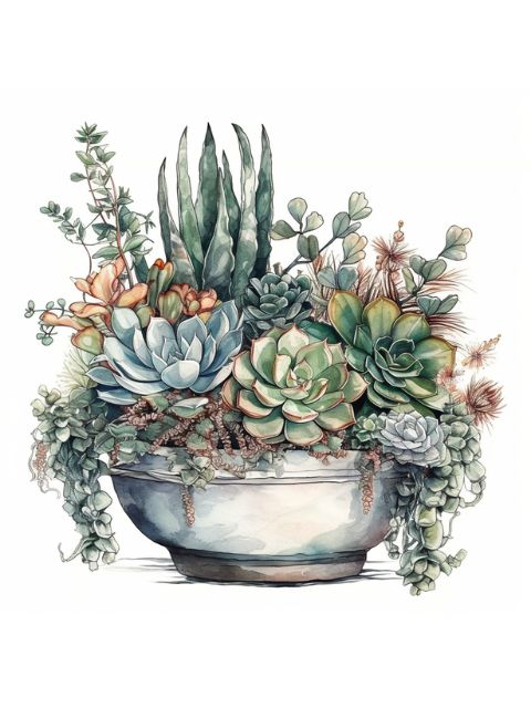 Succulent Plant Pot - Paint by numbers