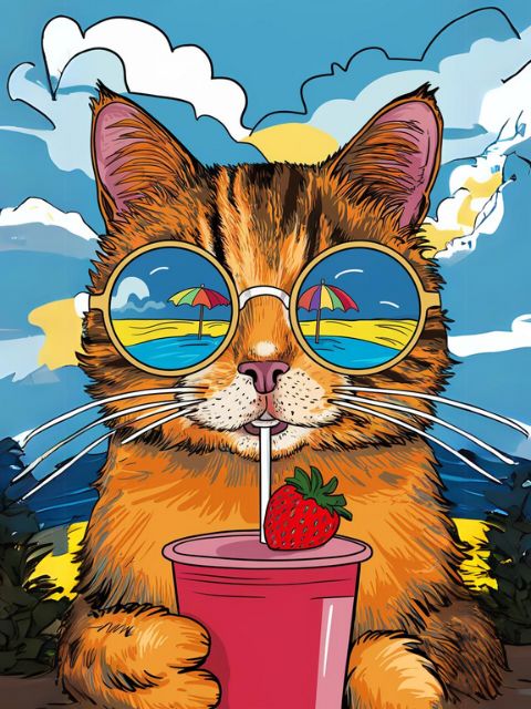Summer Cat Chill - Paint by numbers