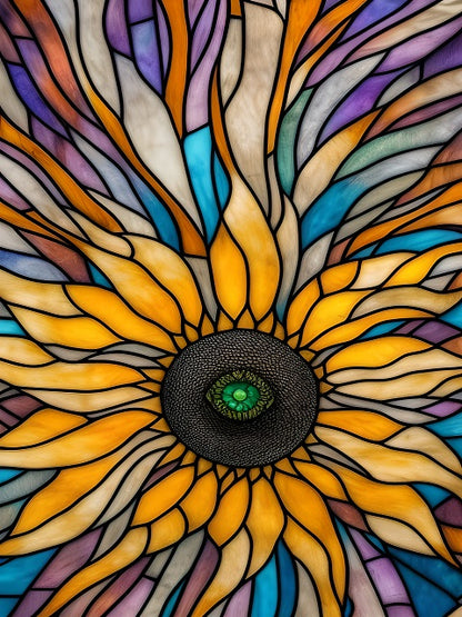 Sunflower Stained Glass - Paint by numbers