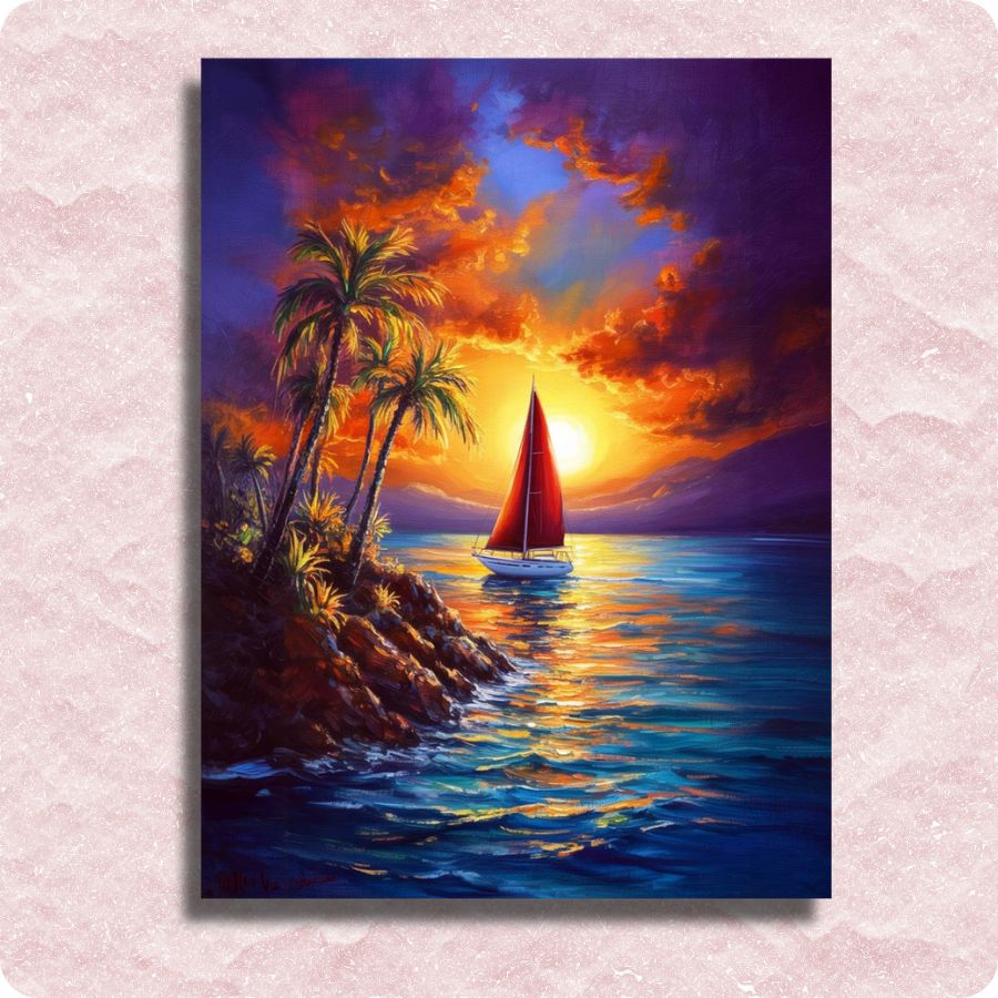 Sunset Boat Canvas - Paint by numbers