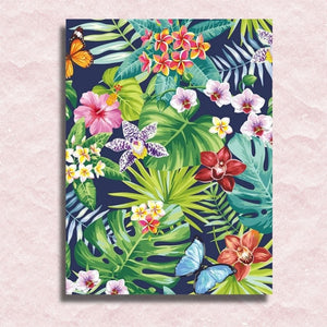 Tropical Forest Flowers Canvas - Paint by numbers