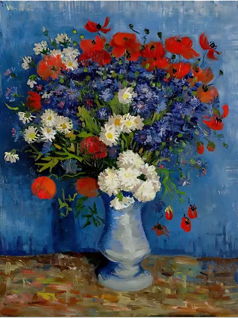 Van Gogh - Vase with Cornflowers and Poppies - Paint by numbers