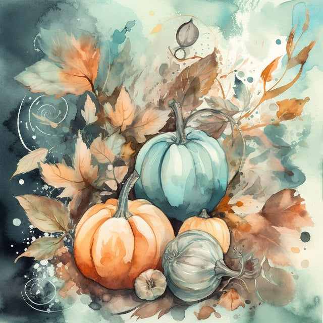 Watercolor Style Pumpkins - Paint by numbers