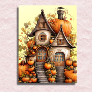 Whimsical Pumpkin House Canvas - Paint by numbers