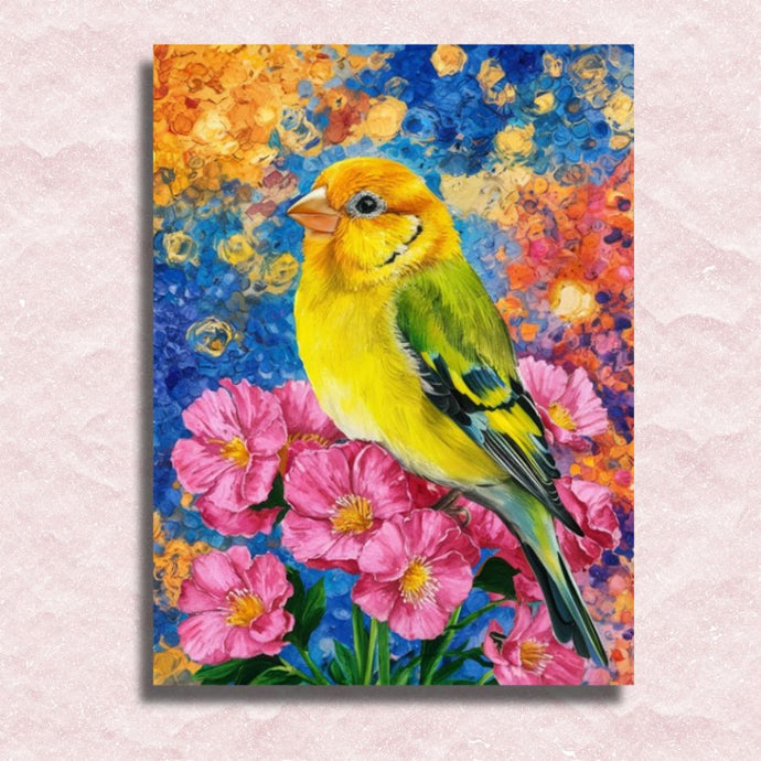 Yellow Bird in Flowers Canvas - Paint by numbers