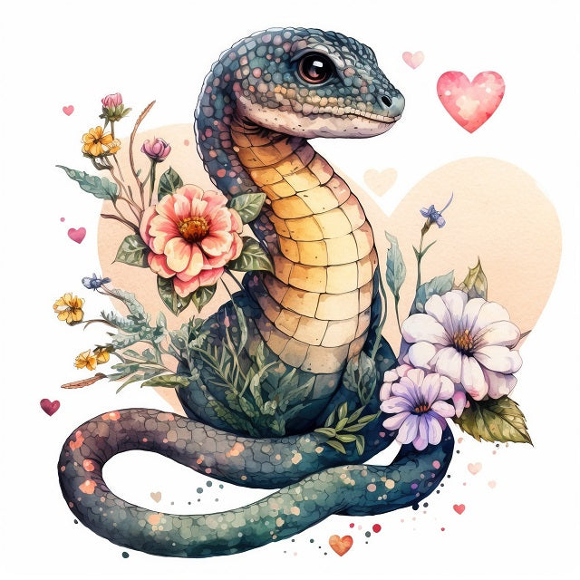 Snake in Flowers - Paint by numbers