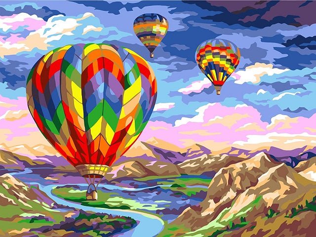 Balloons in Mountains - Paint by numbers