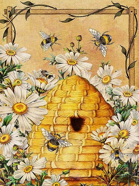 Beehive and Daisies - Paint by numbers