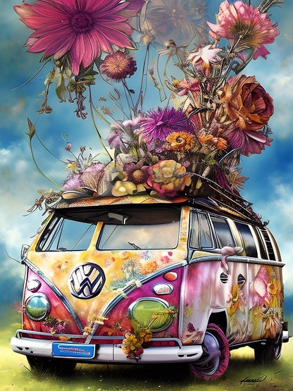 Blossoming Bus - Paint by numbers