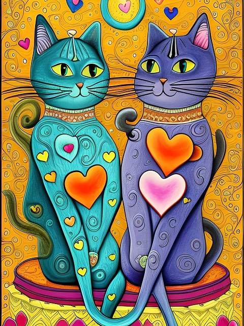 Cat Connection of Love - Paint by numbers