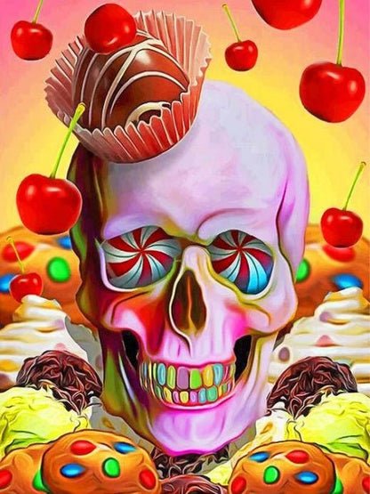 Cherries Skull - Paint by numbers
