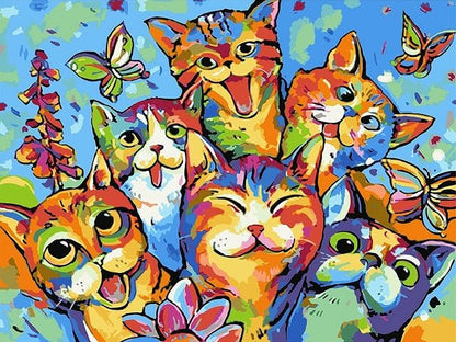 Colorful Cats Party - Paint by numbers