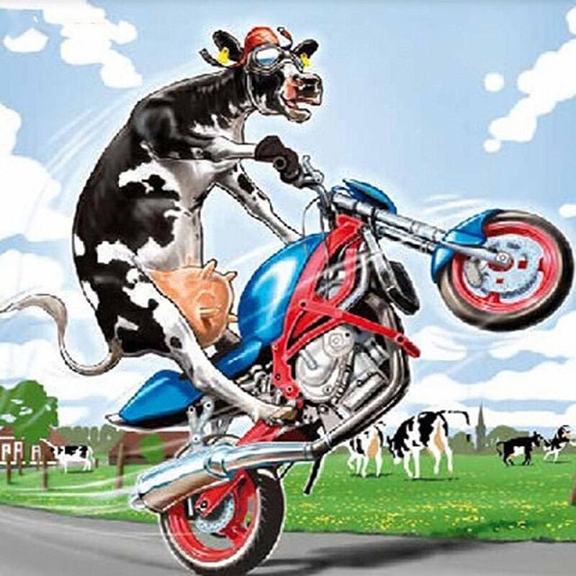 Cow Biker - Paint by numbers