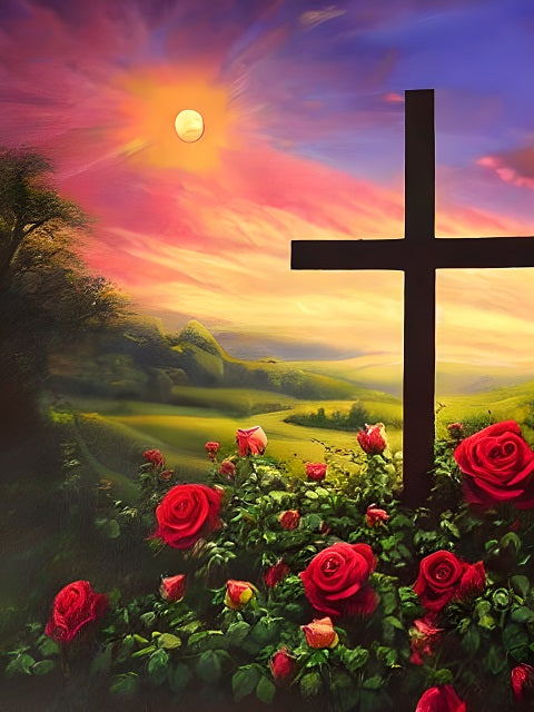 Cross in the Rose Garden - Paint by numbers