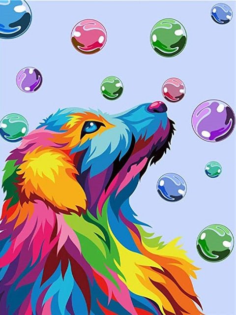Dog and Bubbles - Paint by numbers