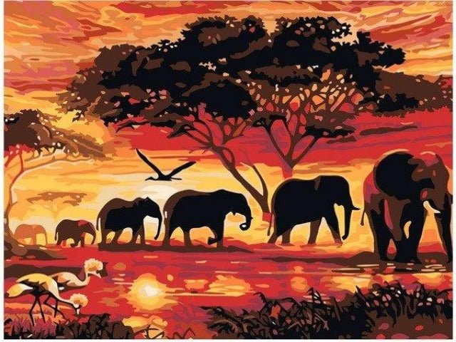 Elephant Caravan - Paint by numbers