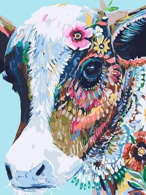 Floral Cow - Paint by numbers