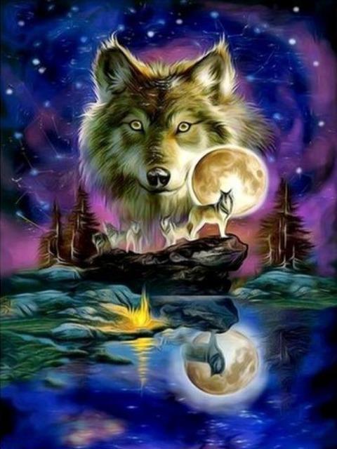 Full Moon Wolf - Paint by numbers