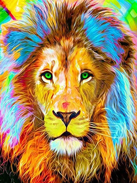 Green Eyed Lion - Paint by numbers