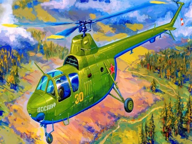 Green Helicopter - Paint by numbers