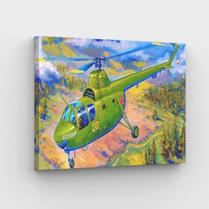 Green Helicopter Canvas - Paint by numbers