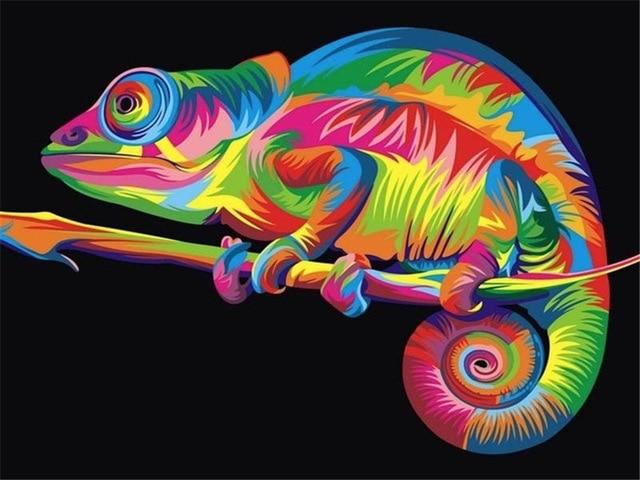 Neon Chameleon - Paint by numbers