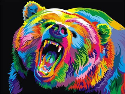 Neon Grizzly Bear - Paint by numbers