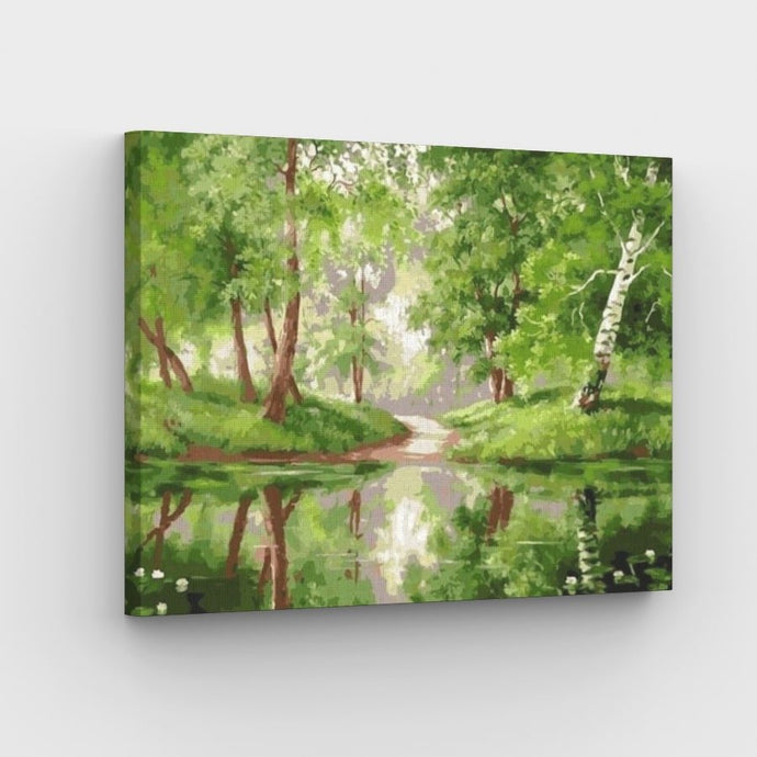 Park and the pond Canvas - Paint by numbers