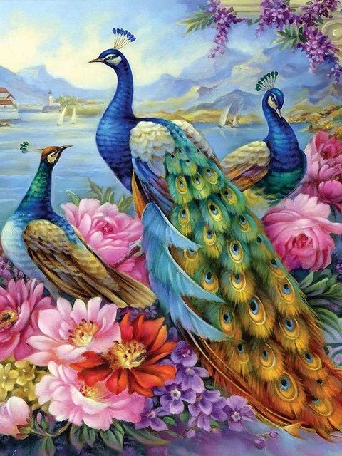 Peacocks and Flowers - Paint by numbers