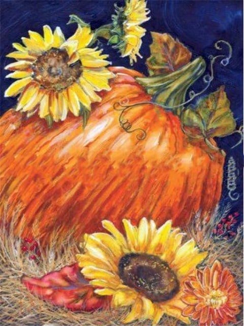 Pumpkin and Sunflowers - Paint by numbers