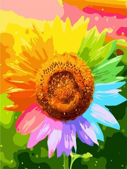 Rainbow Sunflower - Paint by numbers