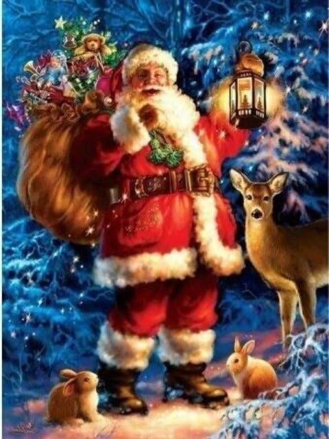 Santa Claus with Deer - Paint by numbers