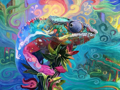 Swirling Chameleon - Paint by numbers