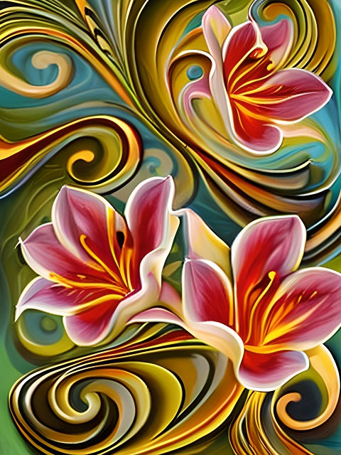 Swirling Lillies - Paint by numbers