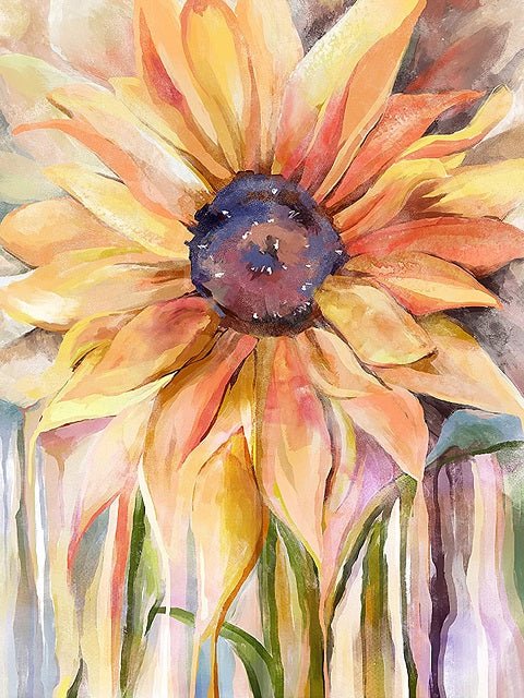 Watercolor Sunflower - Paint by numbers