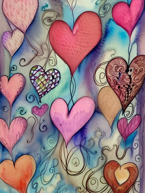 Whimsical Hearts - Paint by numbers