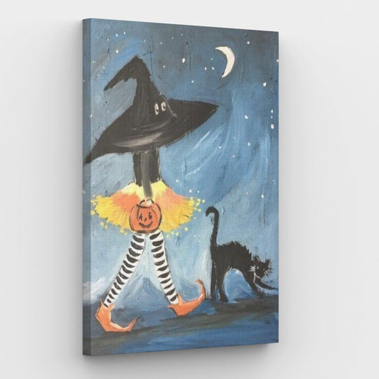 Witch and her Cat Canvas - Paint by numbers