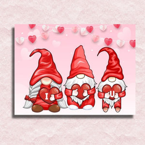 Schattige Love Gnomes Canvas - Schilderen op nummer winkel