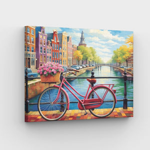 Amsterdam Fiets Serenade Canvas - Schilderij op nummer winkel