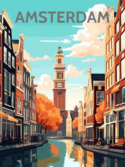 Amsterdam Poster - Schilderij op nummer winkel