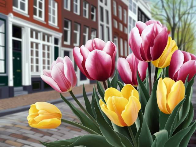 Amsterdam Tulips - Paint by numbers