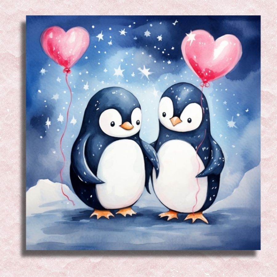 Arctic Penguin Romance Canvas - Painting by numbers shop
